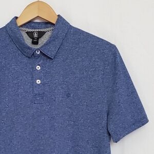 Volcom Marled Blue Polo Shirt Mens Large
